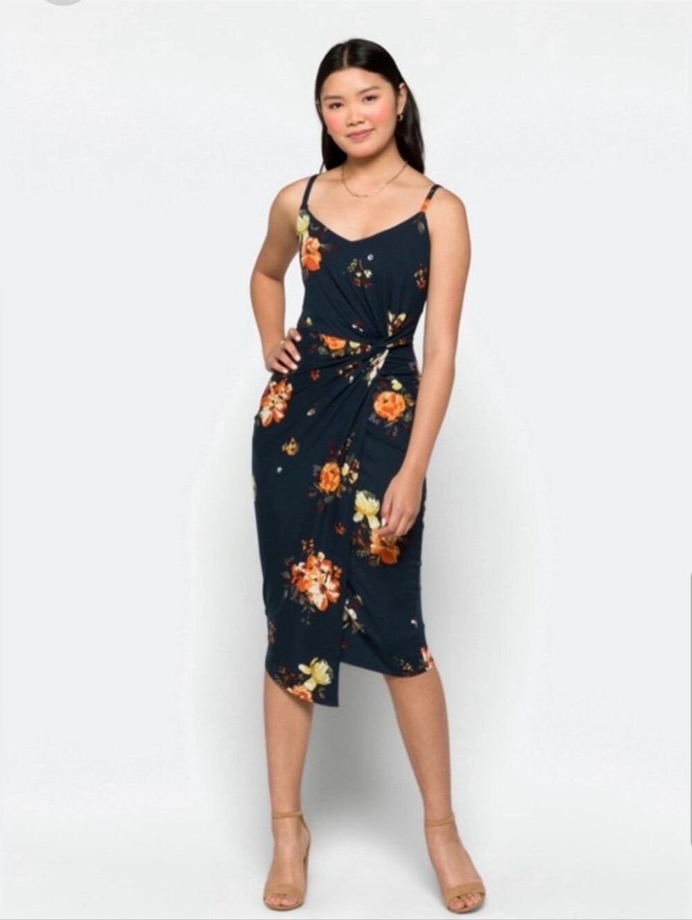 nine britton Navy Floral Vivienne Midi Dress